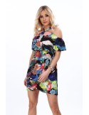 Rochie florala legata la gat, neagra MP60447 - Magazin online - Boutique